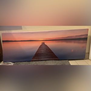 Horizontal canvas of landscape & walking bridge.